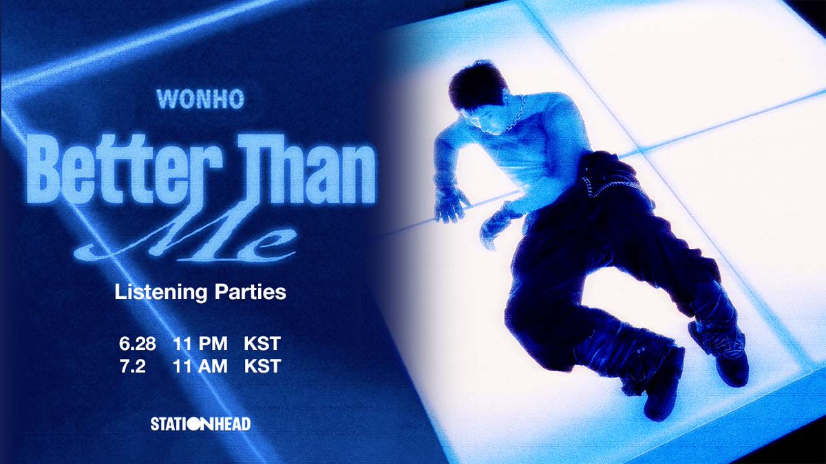 official__wonho's tweet photo. Join the WONHO’s official listening party on @STATIONHEAD ! 

📍Sat, 6/28 11PM KST 
📍Weds, 7/2 11AM KST 

🔗 https://t.co/PCKU1J4PkV

*Please log in to Stationhead and connect your Spotify or Apple Music account

#원호 #WONHO 
#betterthanme #베러댄미 https://t.co/joC9hmfeHa