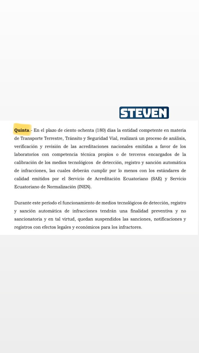 Señores <a href="/ANT_ECUADOR/">ANT Ecuador</a> ya se publicó en el Registro Oficial la #LeyIntegridadPública, donde consta nuestra transitoria para suspender fotomultas y radares en #Machala y todo el #Ecuador. Notificar #urgente a Empresas de Movilidad. Gracias presidente <a href="/DanielNoboaOk/">Daniel Noboa Azin</a>
#PromesaCumplida