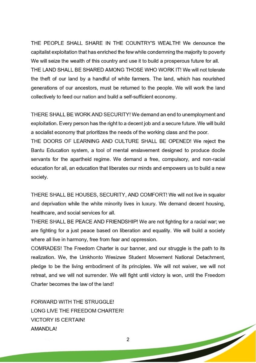 MKSM_Official's tweet image. Freedom Charter Our grinding light in the struggle for liberation