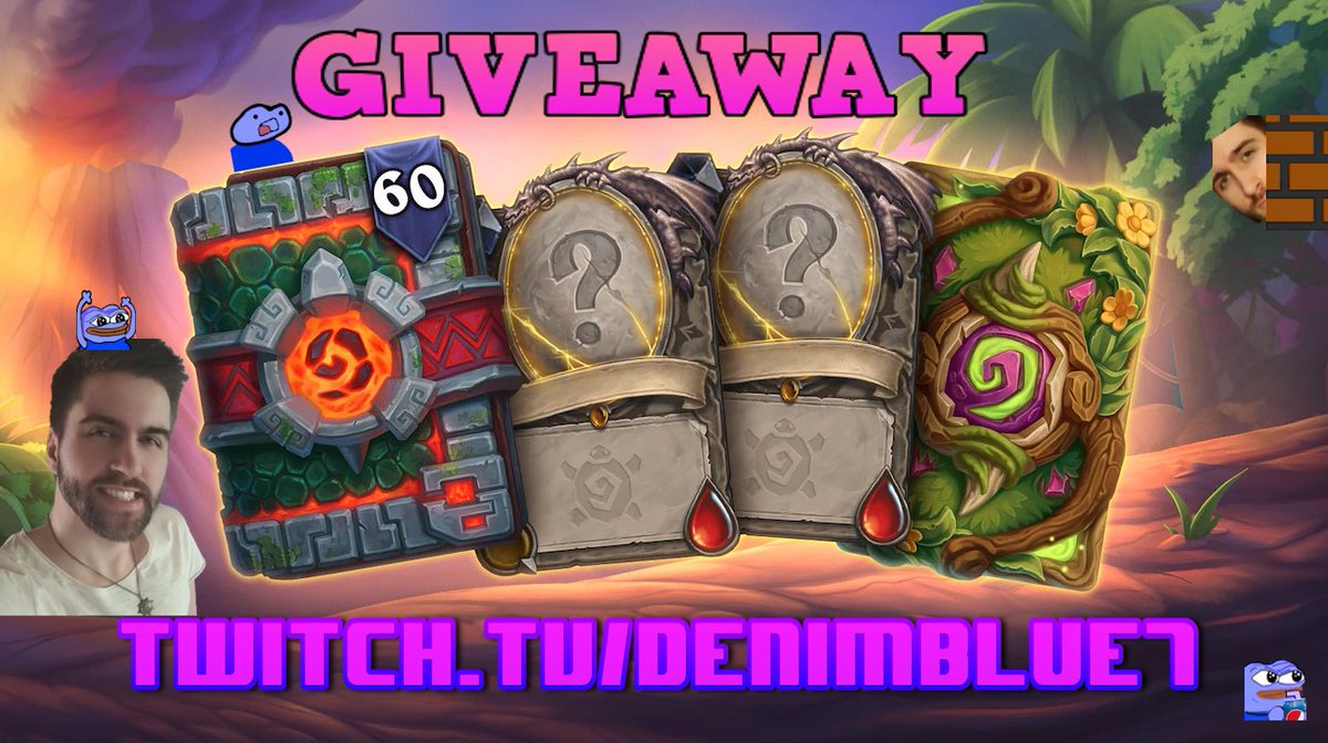 🎁🌋🌴GIVEAWAY TIME🌴🌋🎁

🦖The Lost City of Un'Goro Bundle🦖

Kindly provided by <a href="/PlayHearthstone/">Hearthstone</a> 

To Enter:
✅Follow <a href="/DenimBlue7_hs/">Simon</a> 
✅Follow twitch.tv/denimblue7
💟🔁Like/Retweet
🗨️Convice everyone why your favorite Dino is the best in the comments 🤔
