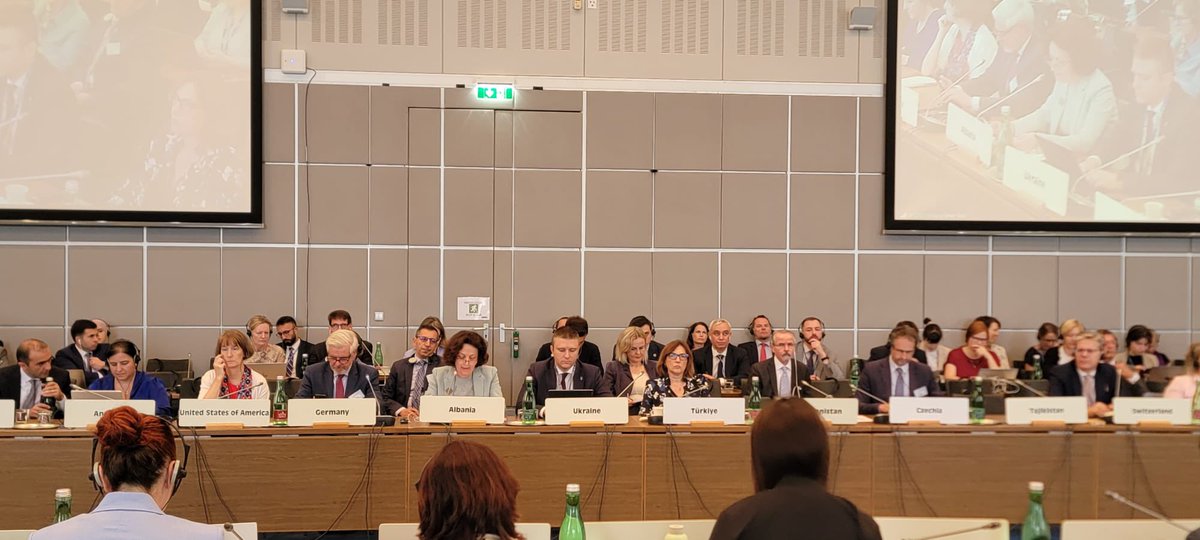 At the <a href="/OSCE/">OSCE</a> #ASRC2025, Albania 🇦🇱 stood firm: Russia’s war against Ukraine is a grave breach of international law. Peace in Europe must be defended by law, not undermined by force. There can be no security without justice, and no justice without accountability.