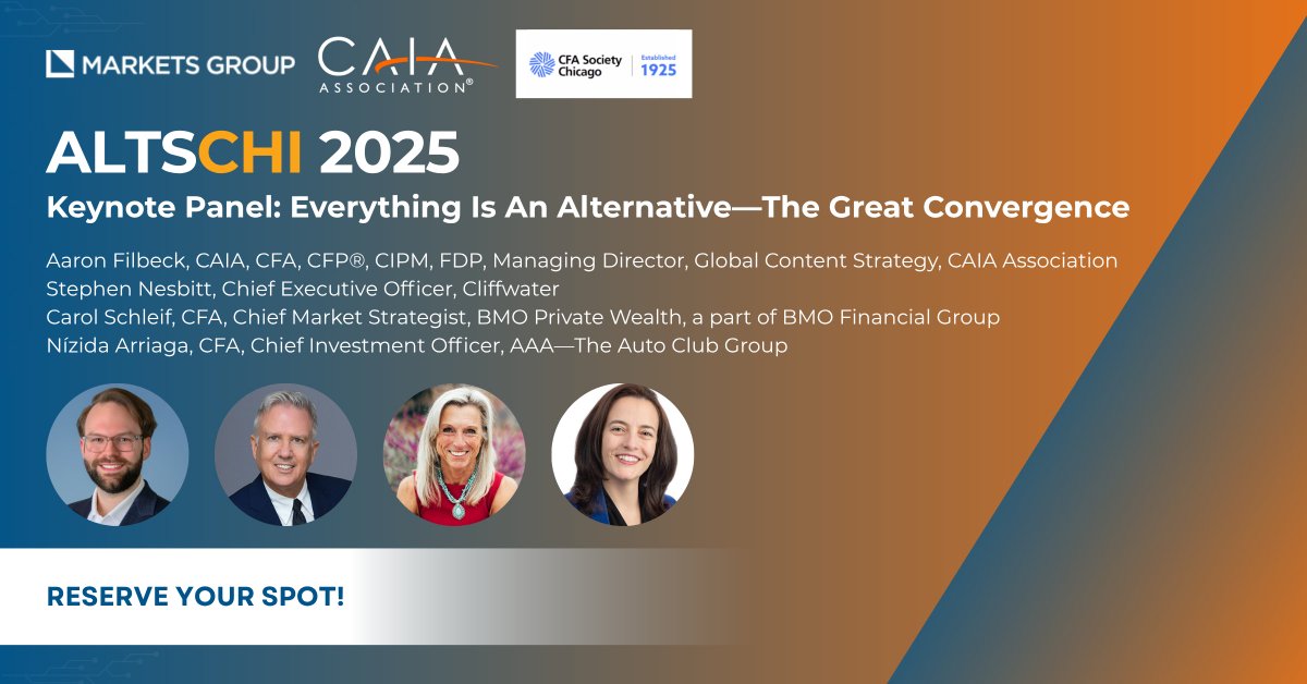 CAIA Association (@caiaassociation) on Twitter photo Calling Chicago alts professionals! Join our #ALTSCHI panel "Everything Is An Alternative—The Great Convergence" exploring how investment lines are blurring in this new era featuring industry leaders and moderated by CAIA's own <a href="/filbeck_a/">Aaron Filbeck, CAIA, CFA, CFP®, CIPM, FDP</a>: bit.ly/4lmYkO3 Calling Chicago alts professionals! Join our #ALTSCHI panel "Everything Is An Alternative—The Great Convergence" exploring how investment lines are blurring in this new era featuring industry leaders and moderated by CAIA's own <a href="/filbeck_a/">Aaron Filbeck, CAIA, CFA, CFP®, CIPM, FDP</a>: bit.ly/4lmYkO3