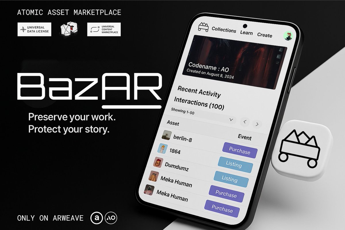 OurBazAR's tweet image. Mobile uploads are now live on Bazar. 🫡🚀
With the latest @beaconwallet update, you can upload directly from your phone.
Download Beacon for iOS and start creating on the permaweb from anywhere.