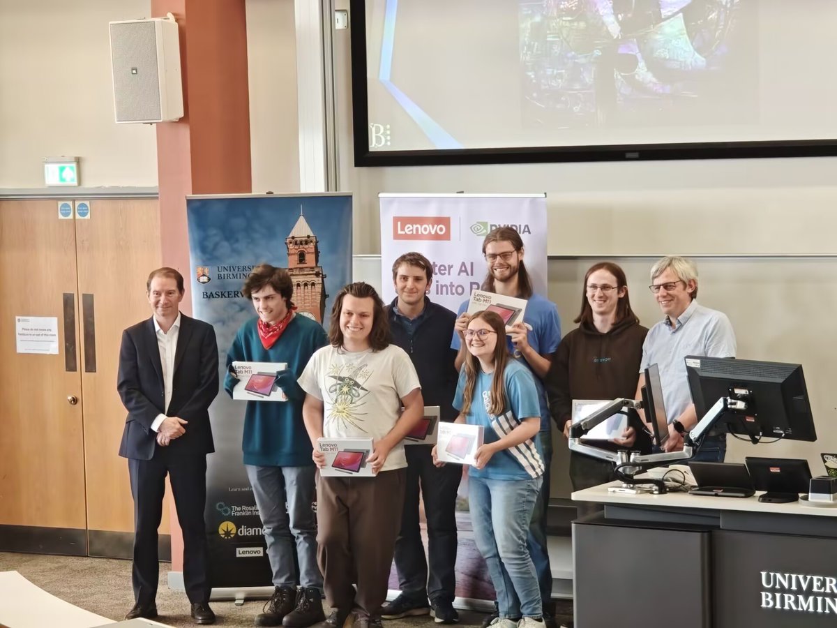 UoB Advanced Research Computing (BEAR) (@uob_bear) on Twitter photo 1st Place at #BEARChallenge2025 goes to Under the Hood! Incredible performance across all challenges! Each member gets a Lenovo tablet 🏆 Thanks to Professor Stephen Jarvis, Provost and Vice-Principal of <a href="/unibirmingham/">Uni of Birmingham</a> , and Simon Thompson from Lenovo for presenting awards! ^YZ 1st Place at #BEARChallenge2025 goes to Under the Hood! Incredible performance across all challenges! Each member gets a Lenovo tablet 🏆 Thanks to Professor Stephen Jarvis, Provost and Vice-Principal of <a href="/unibirmingham/">Uni of Birmingham</a> , and Simon Thompson from Lenovo for presenting awards! ^YZ