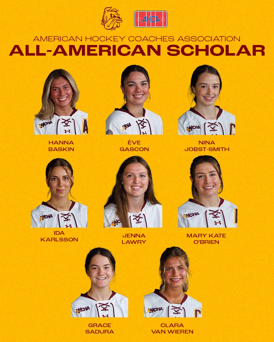 UMDBulldogs's tweet image. Eight Bulldogs Named 2024-25 AHCA All-American Scholars
More on UMD's ACHA All-American Scholars: umdbulldogs.com/news/2025/6/26…