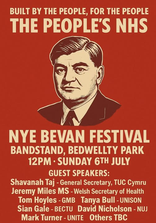 To commemorate Nye Bevan's founding of the National Health Service, there is a special event taking place at 12pm on the 6 July @ Bedwellty Park

We hope you can join us.

#BevanDay