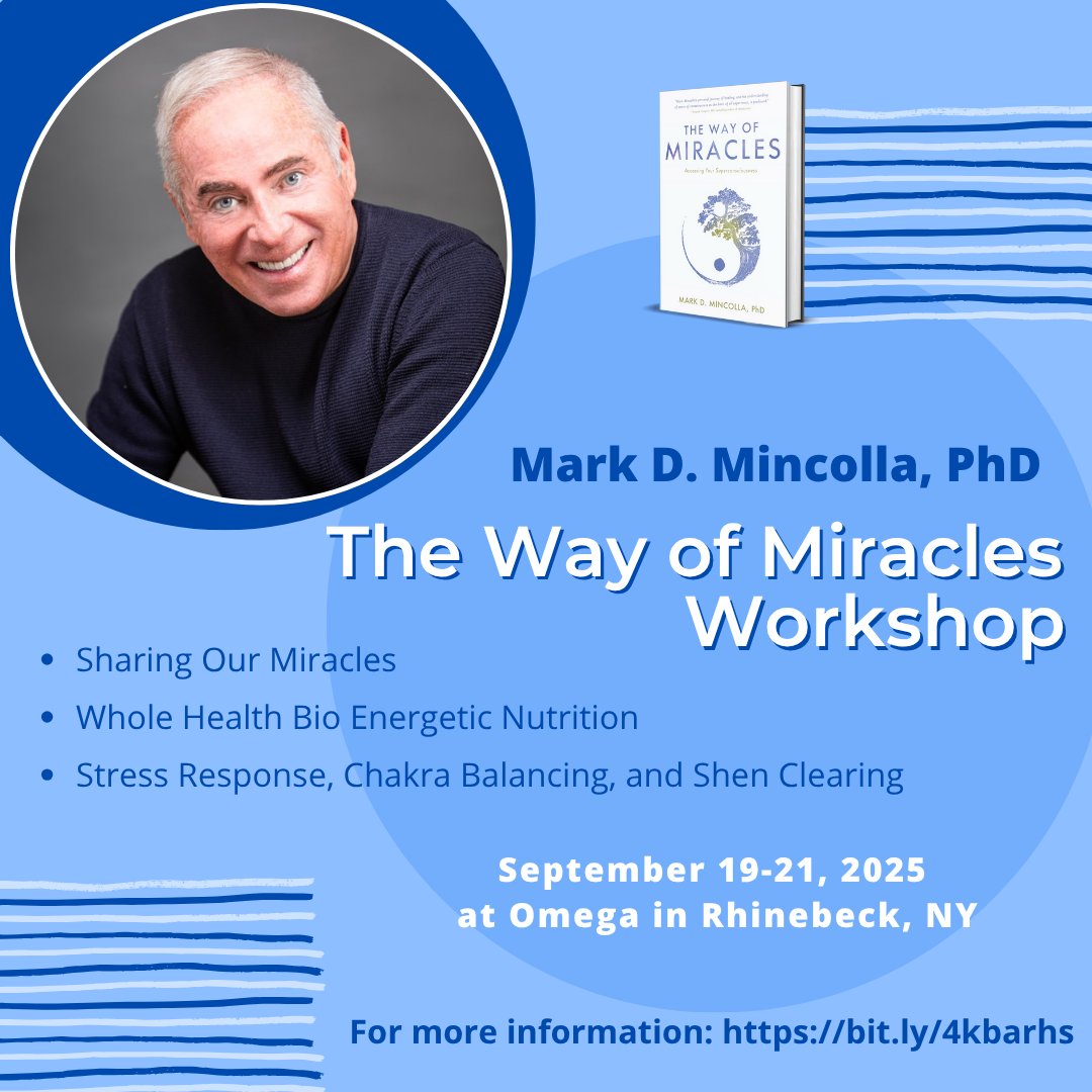 markmincolla's tweet image. Are you ready to embark on a transformative journey that transcends the ordinary and taps into the extraordinary? Join Mark D. Mincolla, PhD on September 19-21, 2025 at the Omega Institute in Rhinebeck, NY.
Learn more: bit.ly/4kbarhs