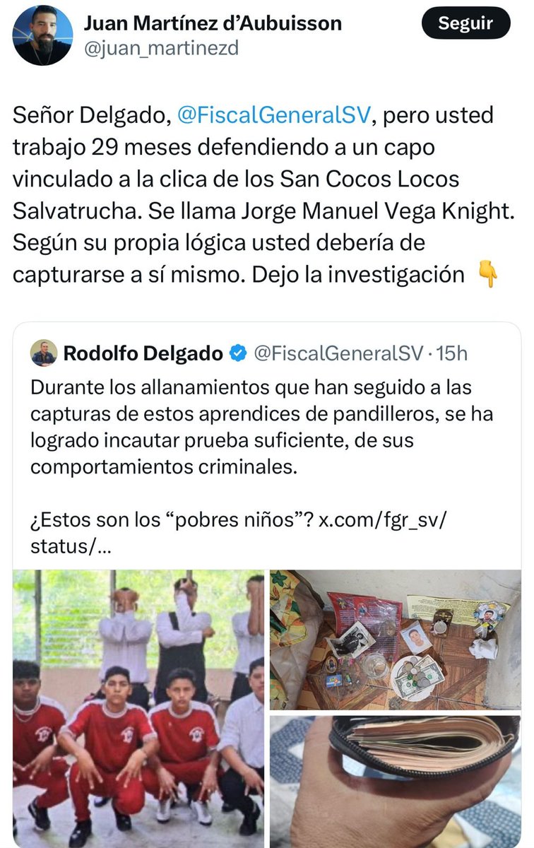 El marero "Juan d'Aubuisson" ordenándole al Fiscal General que se autocapture por tocarle a sus Homies. pero este marero anda libre desde 2007 cometiendo delitos junto a su pandilla de Lacras... TENÉ DECENCIA. también tu día llegara basura  ⌛️⚖️