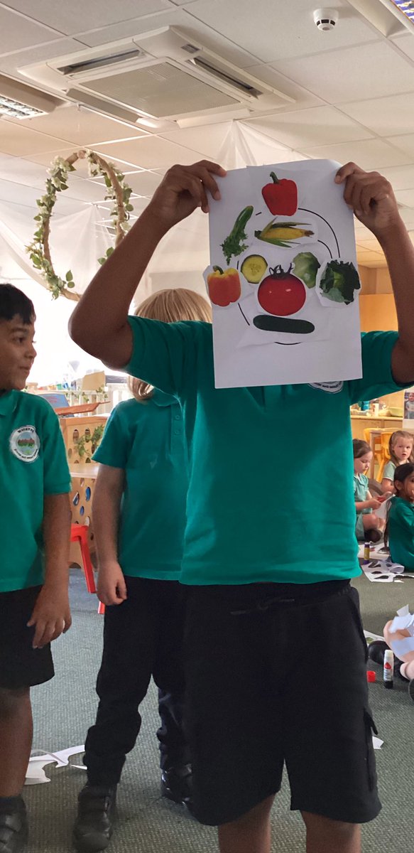 FS2 have been learning about Guiseppe Archibaldo this week. They have used their cutting skills to create faces inspired by his work