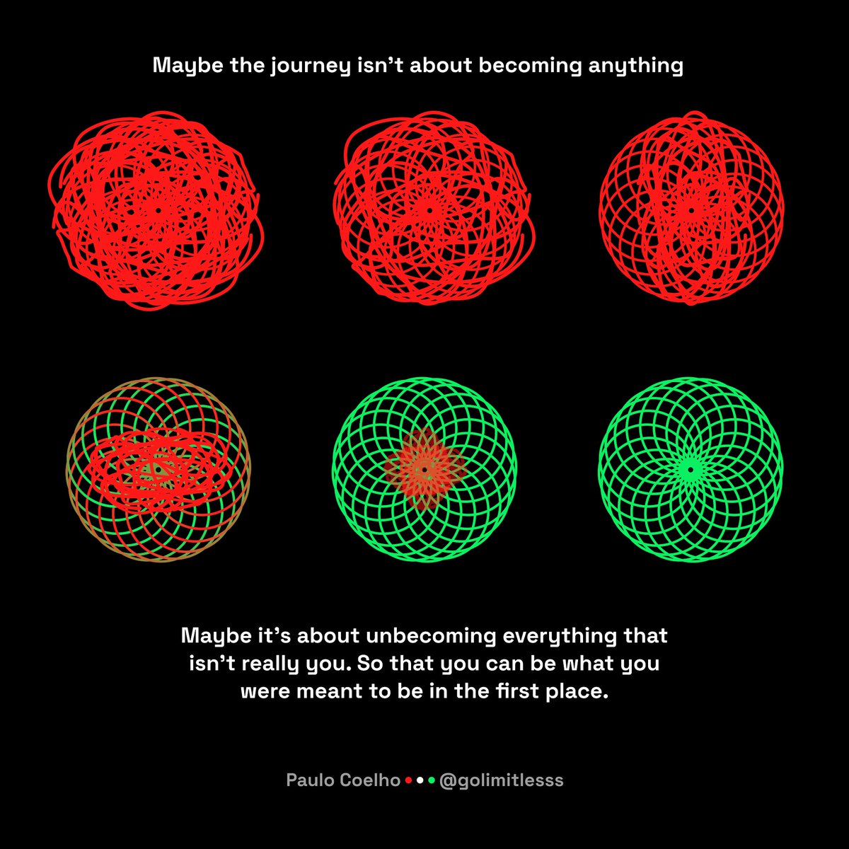 Maybe the journey isn’t about becoming anything
Maybe it’s about unbecoming everything that isn’t really you. So that you can be what you were meant to be in the first place - Paulo Coelho