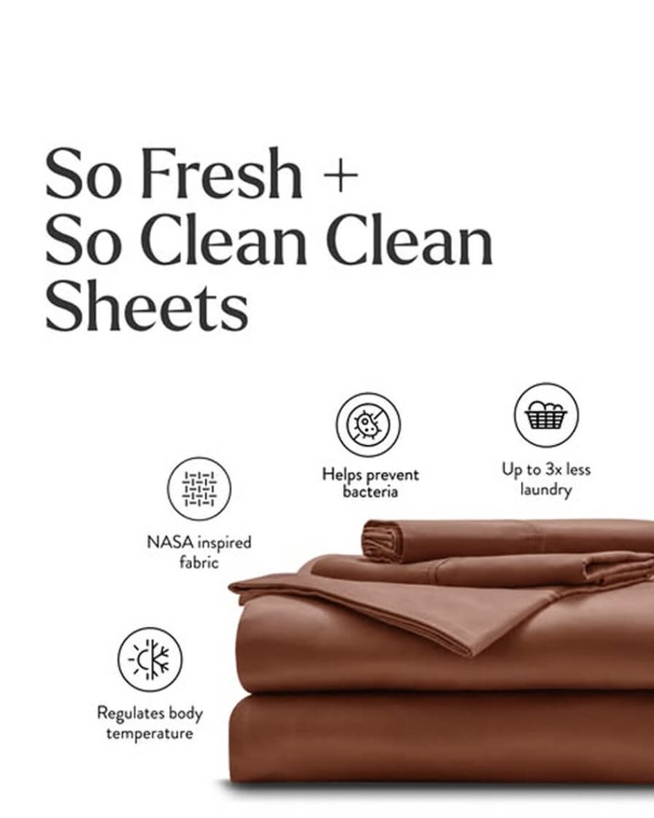 This Miracle Sheets ad is clean, but is it conversion-clean?
​
Let’s break it down: 
​
WHAT’S WORKING: 
​
→ The headline is clever and benefit-led.

“So Fresh + So Clean Clean Sheets” hits with cultural familiarity and product relevance. Smart phrasing that nods to freshness