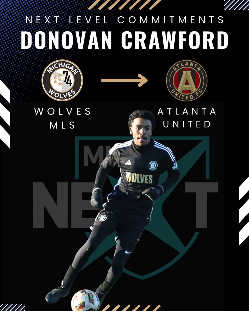 MichWolves1974's tweet image. 🎉 NEXT LEVEL COMMITMENT SPOTLIGHT 🎉
We’re proud to announce that Donovan Crawford has committed to continue his soccer journey at the next level with Atlanta United ! ⚽

From Michigan Wolves ➡️ Atlanta United

#PathwayToPro #MLSNext #MLSNextMichigan #WeAreMLSNext #Wolvesway