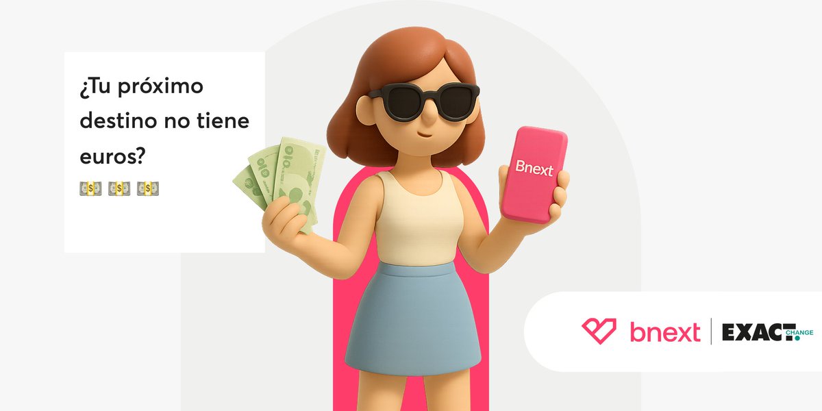 💵 ¿Tu destino no tiene euros? ¡Bnext al rescate!
Compra divisas con Exact Change:

💱Más de 80 monedas disponibles
📦Envío a domicilio o recogida en tienda 
💡Siempre con uno de los mejores tipos de cambio

¡Hazlo todo desde la app de Bnext! 
➡️cutt.ly/3rRgoHww