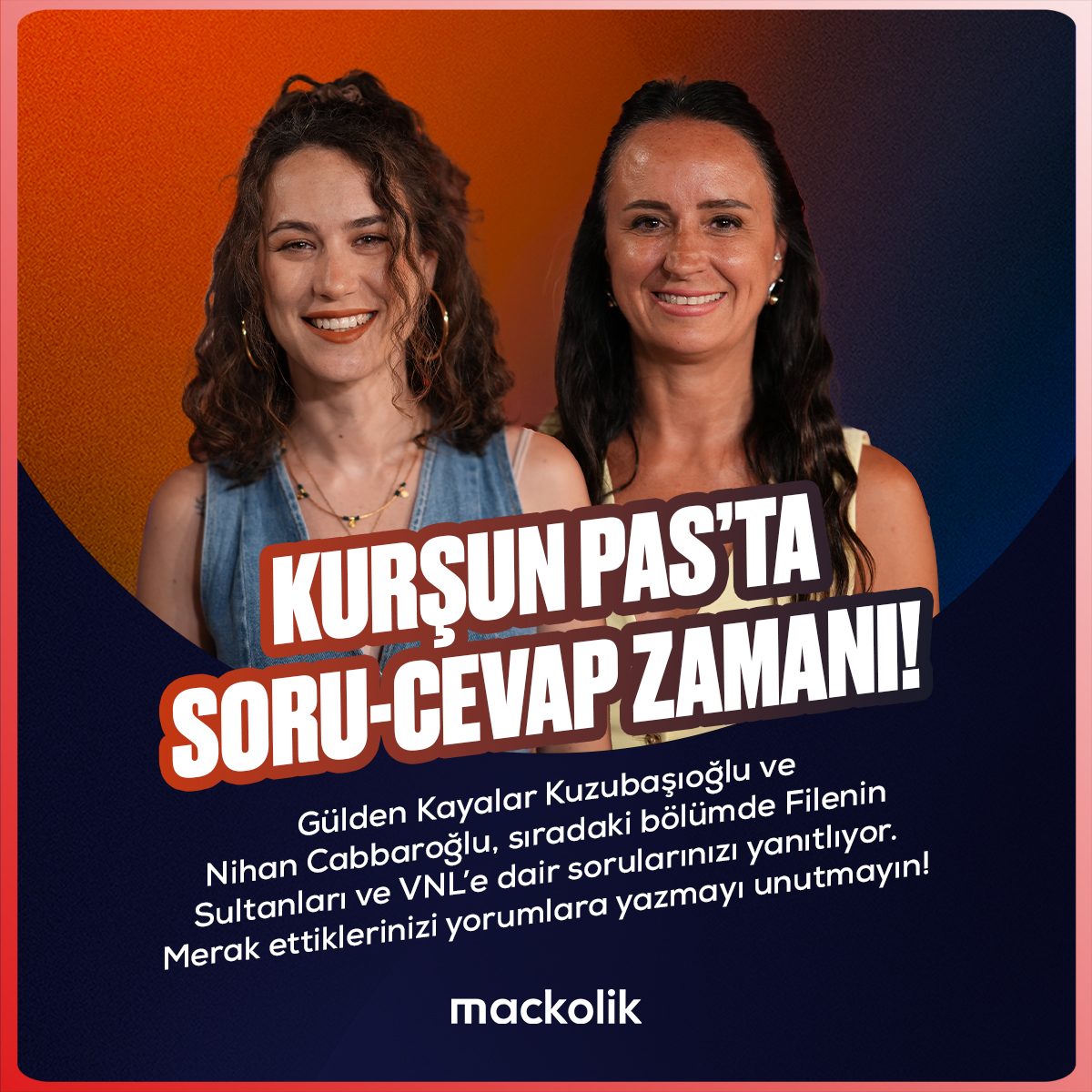 🏐 Kurşun Pas'ta soru-cevap zamanı!

Gülden Kayalar Kuzubaşıoğlu (<a href="/Guldenkayalar/">Gulden Kayalar kuzu</a>) ve Nihan Cabbaroğlu, sıradaki bölümde Filenin Sultanları ve VNL'e dair sorularınızı yanıtlıyor.

Sorularınızı yazabilirsiniz 👇