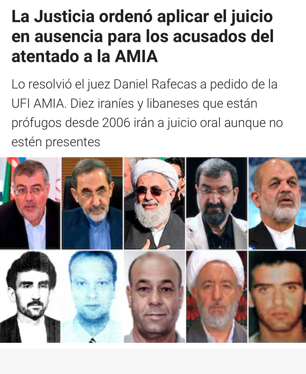 Festejo la decisión de la Justicia de llevar a juicio en ausencia a los 10 iraníes responsables del atentado a la AMIA. Es una ley que impulsamos desde este gobierno, por decisión del Presidente <a href="/JMilei/">Javier Milei</a>, después de más de 30 años de impunidad.

Mientras otros pactaban con Irán y