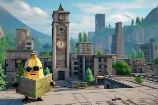 Tony Banano:

Hint of the day: Found a wild map in the jungle once, it led me all the way to Tilted Towers. 

Rumor has it my dad hid something special there… Maybe it’s time for a family reunion, battle royale style! 🗺️🍌🏆