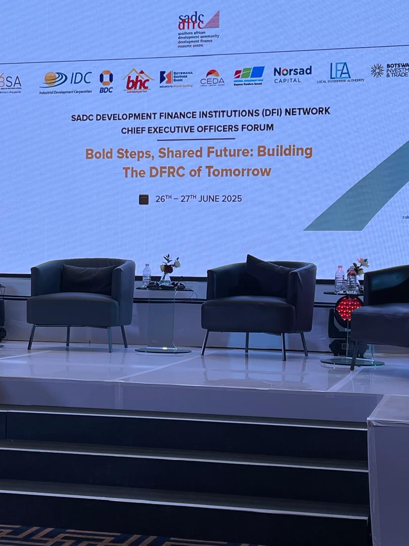 Happening Now in #Gaborone, #Botswana, CEOs Forum of #SADC Development Finance Institutions (DFI) hosted by SADC Development Finance Resource Centre (#DFRC); bringing together Government Representatives, DFIs, private sector &amp; development partners to discuss economic challenges