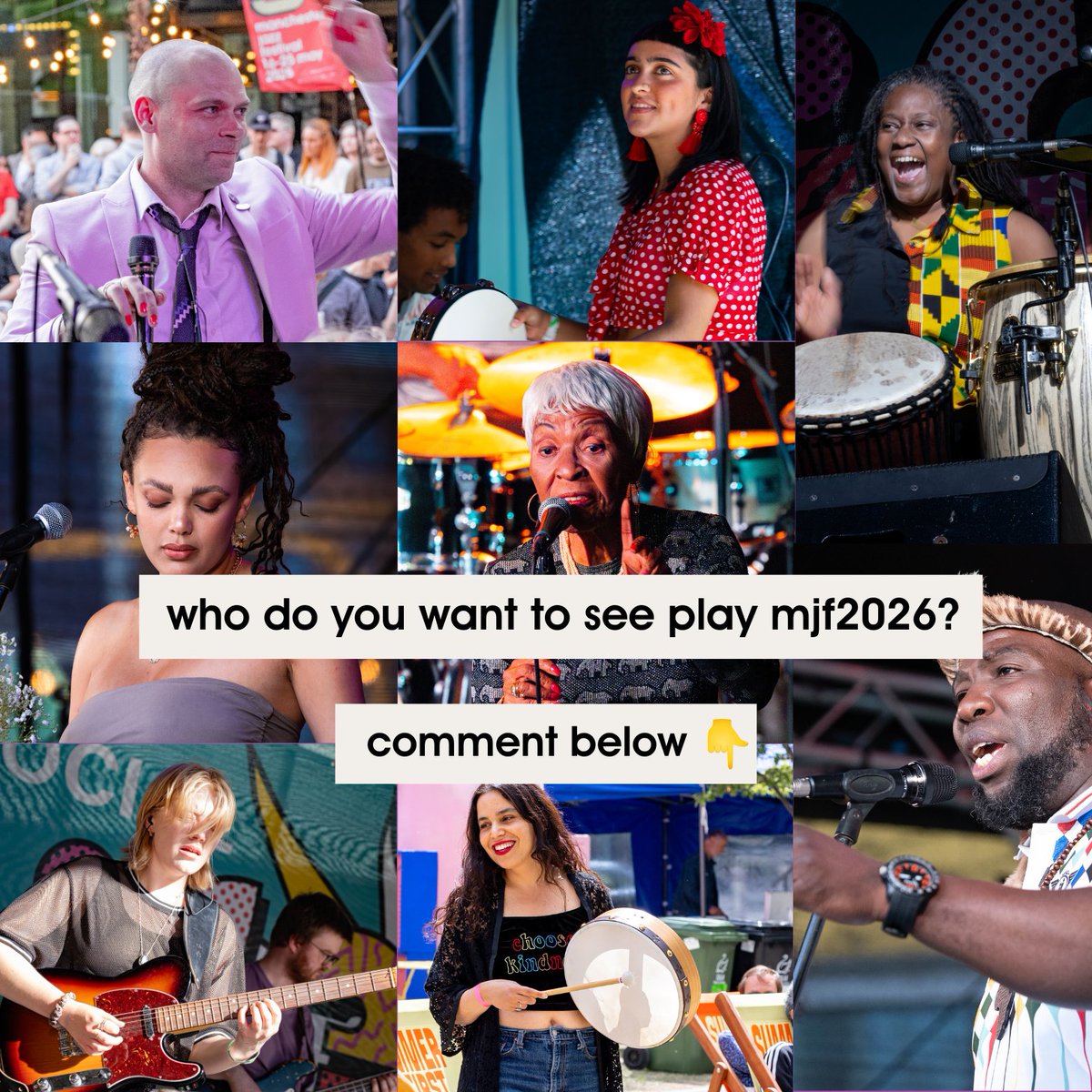 ManJazzFest's tweet image. Get your predictions in &amp;amp; tell us who you think should grace the stage at #mjf2026 🪩

Comment below 👇

&amp;amp; if the answers you, then why not apply to our open submissions at the link here 👉 manchesterjazz.com/our-artists-sc…

📷 @chunkyphoto  &amp;amp; @Rinasrabonian 

#mjf2026