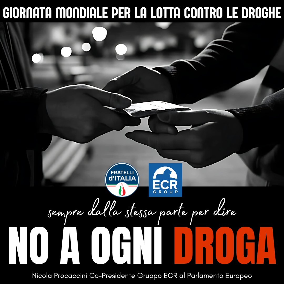 Oggi come ieri, dalla parte della vita. 
Contro ogni droga. 🇮🇹
 
#26giugno #giornatamondialeperlalottacontroledroghe