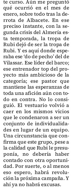 𝐒𝐢𝐧 𝐞𝐱𝐜𝐮𝐬𝐚𝐬

Mi diagnóstico de la temporada de Rubi, hoy, en 'El Bisturí'. 

✍️ <a href="/DiarioDAlmeria/">Diario de Almería</a>