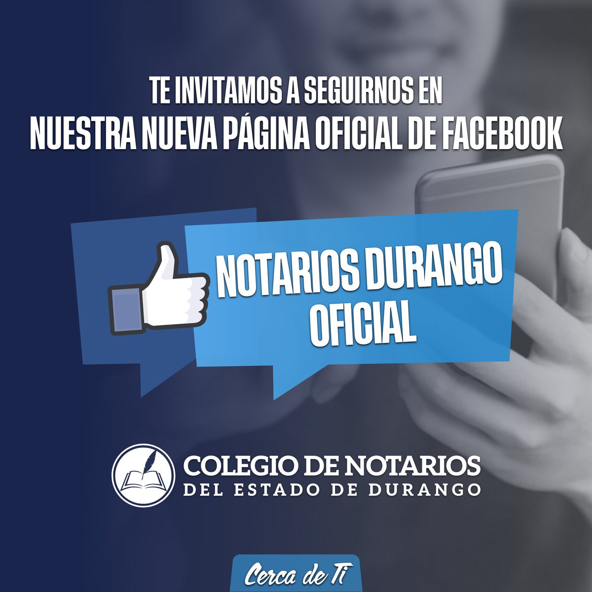 ¡Te invitamos a seguirnos en nuestra nueva Página de Facebook!
NOTARIOS DURANGO OFICIAL
facebook.com/notariosdurang…

¡En el Colegio de Notarios del Estado de Durango queremos estar #CercaDeTi!

#NotariadoDurango
#CercaDeTi
#Durango
#Mexico