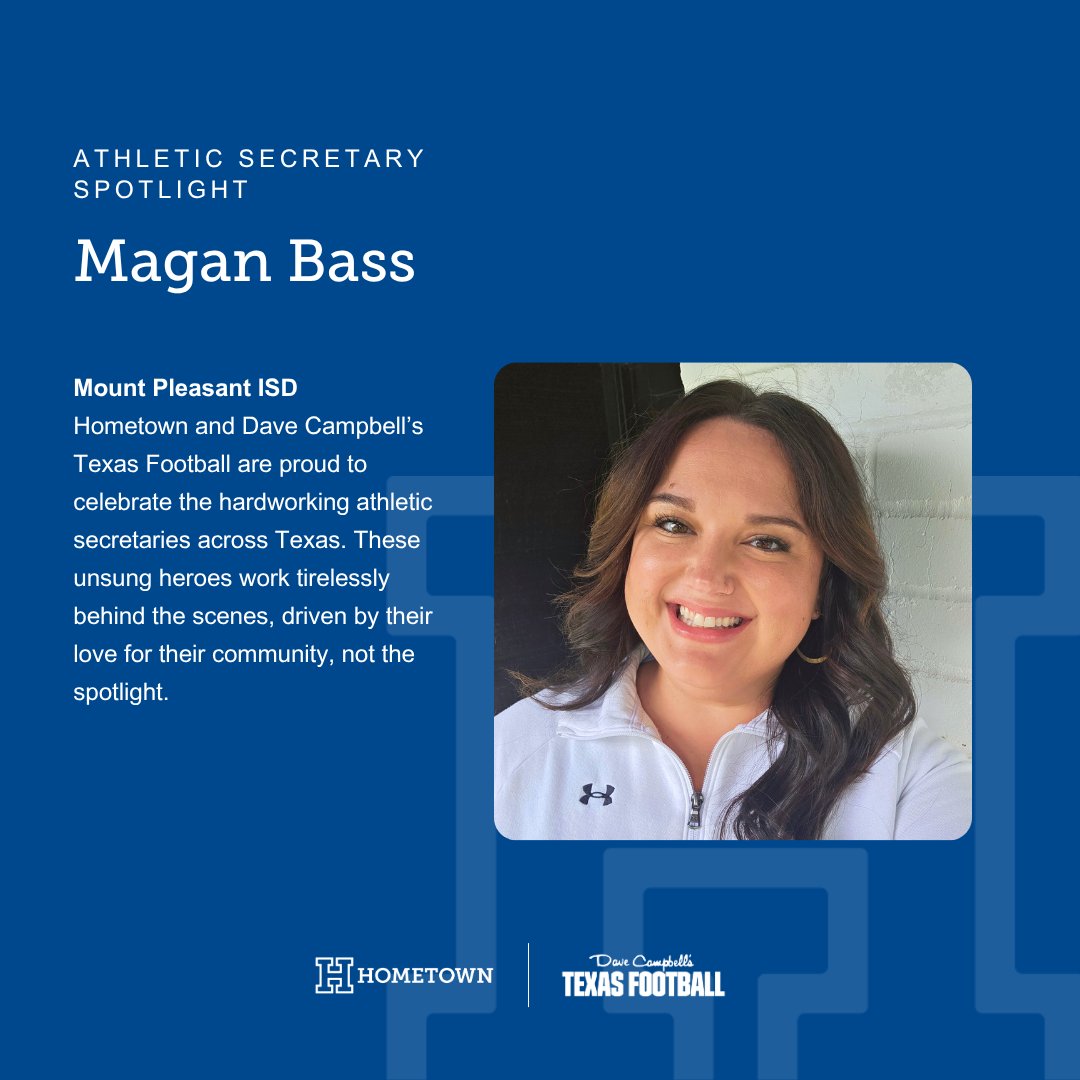 Congratulations to Magan Bass of Mount Pleasant ISD on being named one of the <a href="/HomeTownTix/">Hometown</a> Athletic Secretary Spotlight Award Winners of 2025!

Watch here: youtu.be/1EjnjUI8EbY

<a href="/mpisdtigers/">Mount Pleasant ISD</a> <a href="/MPTigerPride/">Mount Pleasant Athletics</a> <a href="/MPTigerFootball/">MPTigerFootball</a>