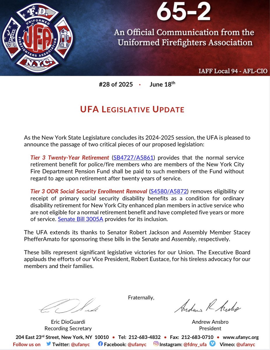 I’ll always fight for our heroic firefighters! This year I was so proud to be able to deliver them a 20 year retirement plan, and make it easier for our disabled heroes to get disability benefits. Thank you to the <a href="/UFANYC/">FDNY UFA</a> for your help and tremendous partnership!