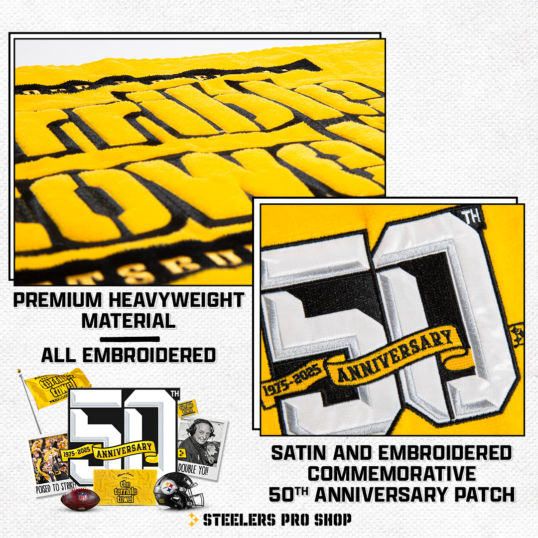 SteelersShop's tweet image. Take a detailed look at the Limited Edition 50th Anniversary Terrible Towel 👀
Dropping July 1st, 10am EST