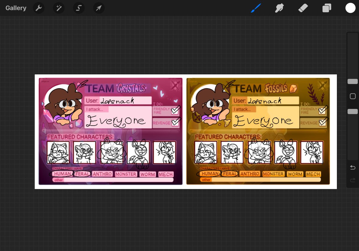 lopsnack's tweet photo. Art fighttttt! >:3 I don’t know what team I’m choosing yet https://t.co/k4UdvAs8XZ