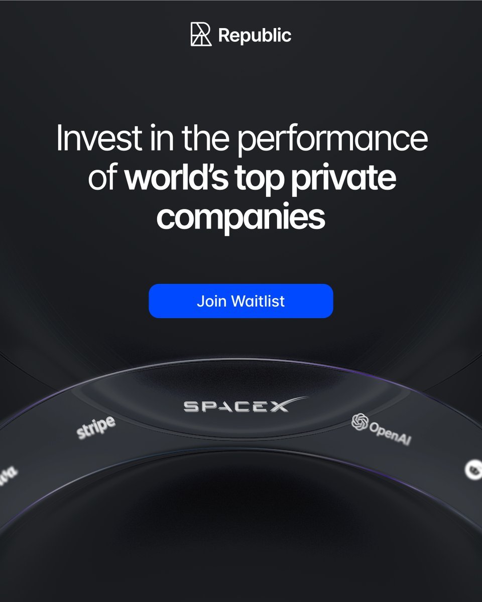 thecoinzonecom's tweet image. 🚀 REPUBLIC LAUNCHES MIRROR TOKENS TO TRACK PRIVATE COMPANY PERFORMANCE — FIRST UP, SPACEX

Global finance firm @joinrepublic is introducing Mirror Tokens, starting with rSpaceX, a Solana based token mirroring SpaceX’s share performance.

No equity ownership, just price…