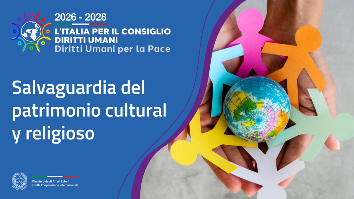En el Consejo de #DerechosHumanos🇺🇳, Italia🇮🇹 salvaguarda el #patrimoniocultural y religioso, fundamento de la civilización y protege los derechos de las personas que pertenecen a minorías étnicas y religiosas, promoviendo la paz y la estabilidad.
#ItalyforHumanRights
