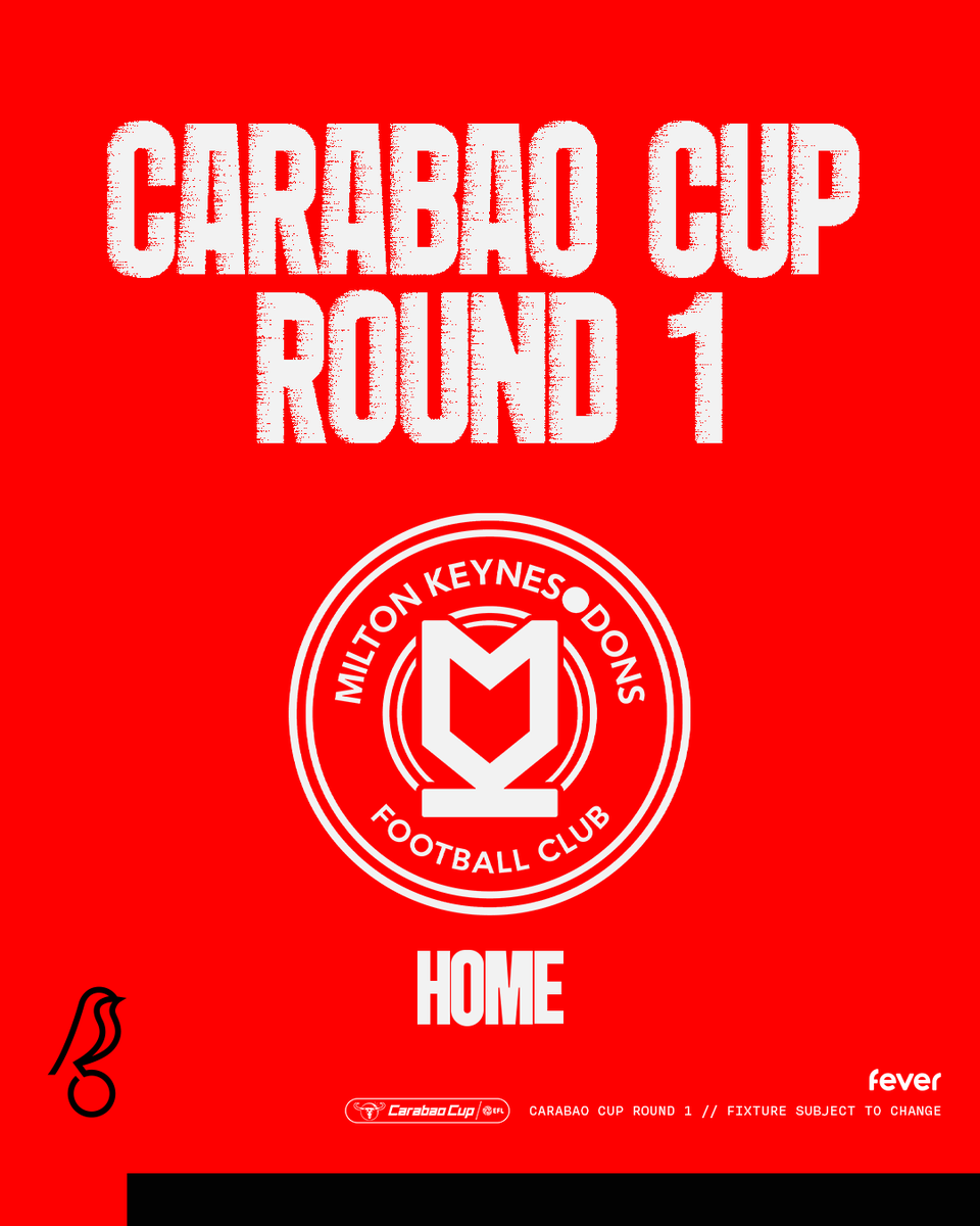 We will host Milton Keynes Dons in Round One of the Carabao Cup, the week commencing August 11th. 🏆