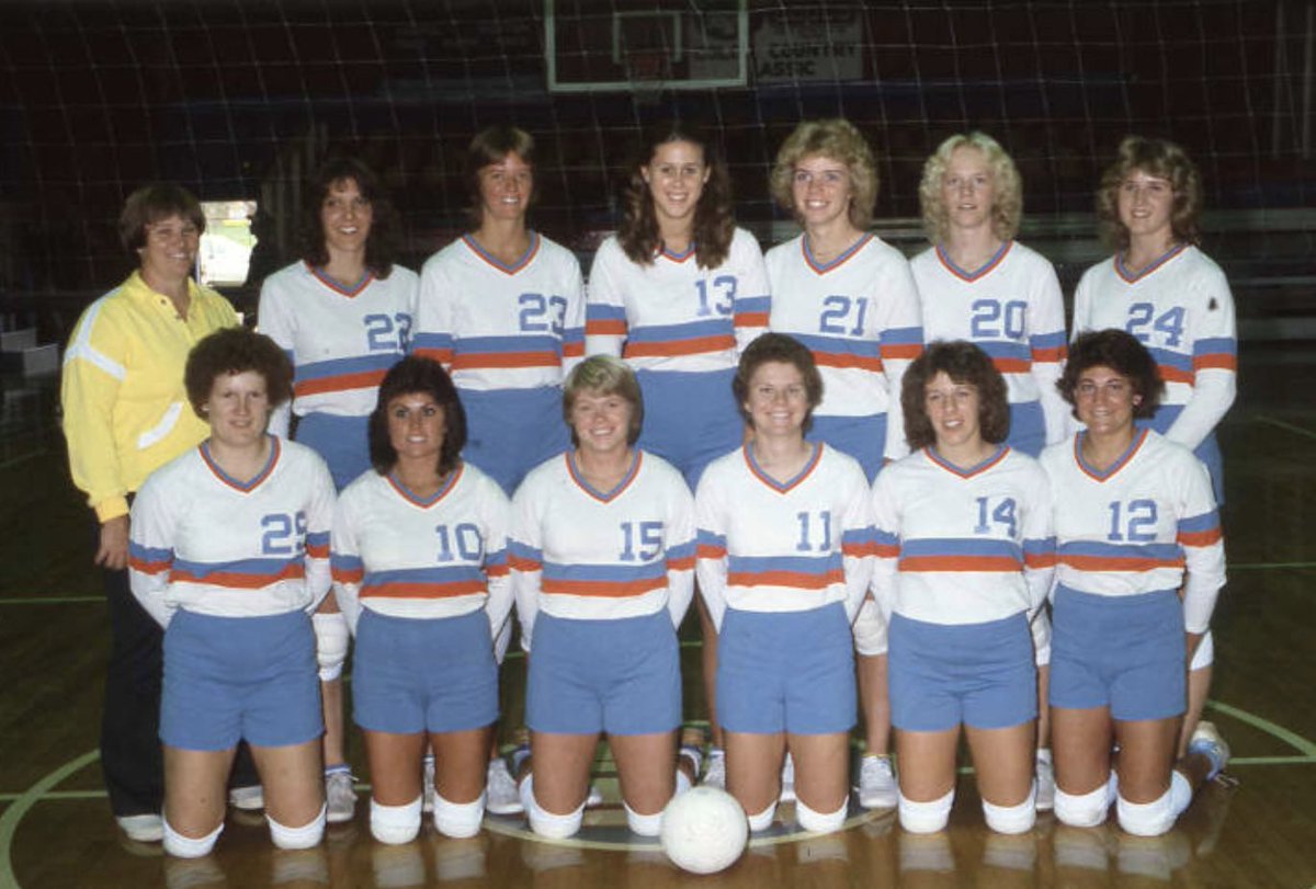 Throwback to the 1982-83 SUSC Volleyball team, led by the incredible Head Coach Joy Peterson, who also coached women's basketball and softball. Coach Peterson earned NAIA District VII Volleyball Coach of the Year honors seven times and was names RMAC Volleyball Coach of the Year