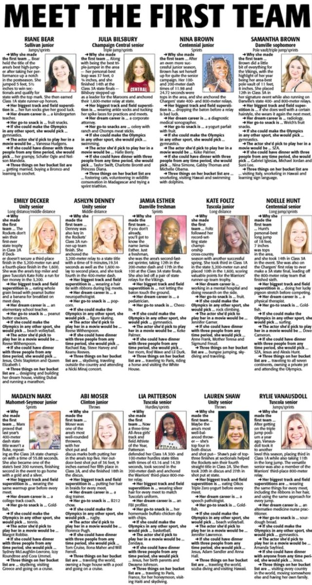 zachpiatt13's tweet image. You probably could have guessed it ... @TuscolaAD's Lia Patterson is our All-Area Girls' Track & Field Athlete of the Year for the third year in a row. Check out her story and the rest of our girls' track honorees in today's @news_gazette. We'll feature the boys Saturday.