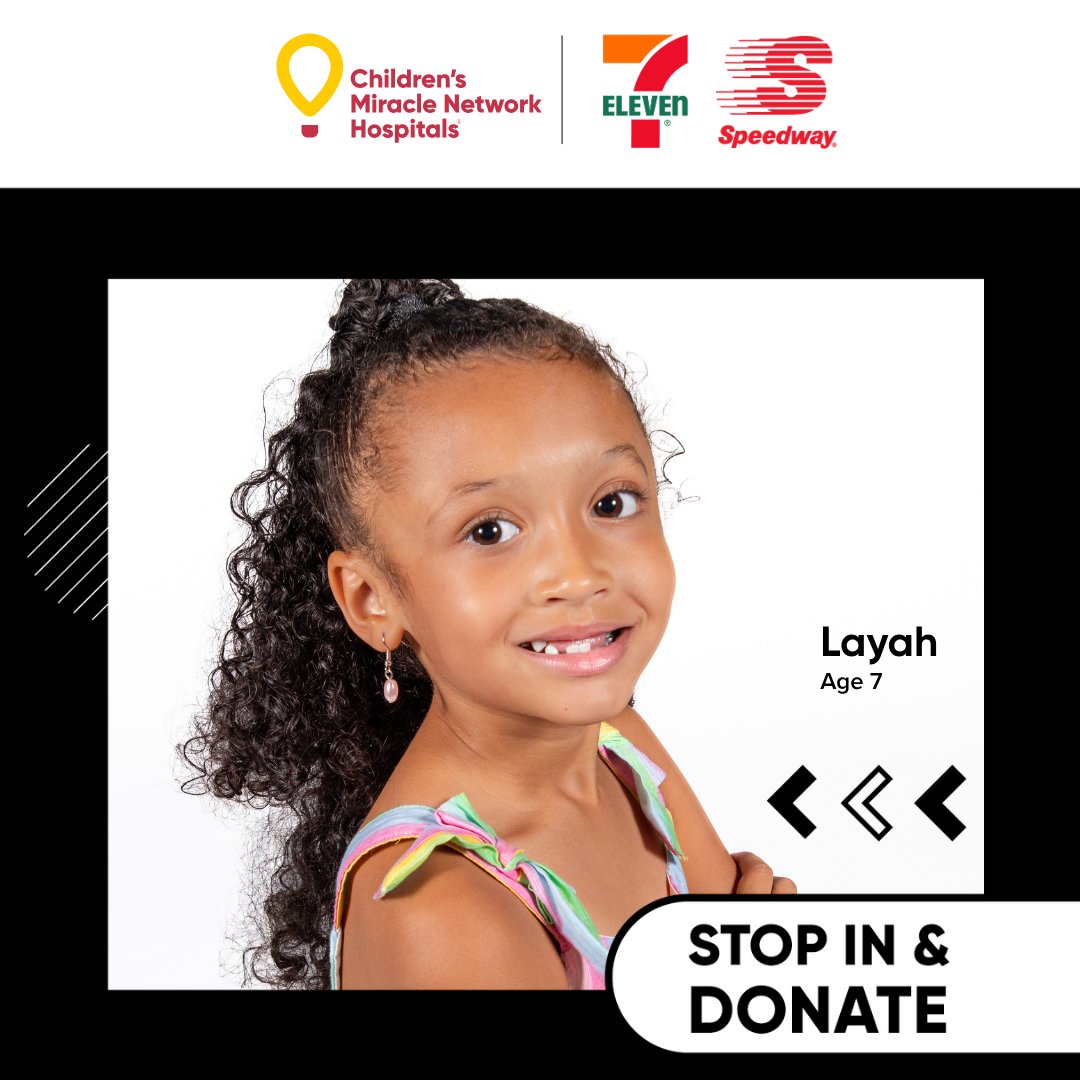 Got change to spare? It adds up! Donate or round up your purchase at participating <a href="/7eleven/">7-ELEVEn</a> and <a href="/Speedway/">Speedway</a> locations to support kids like Layah. She has beat cancer TWICE thanks to the amazing care at Maynard Children's Hospital! 
#ChangeKidsHealth #7impact #7cares