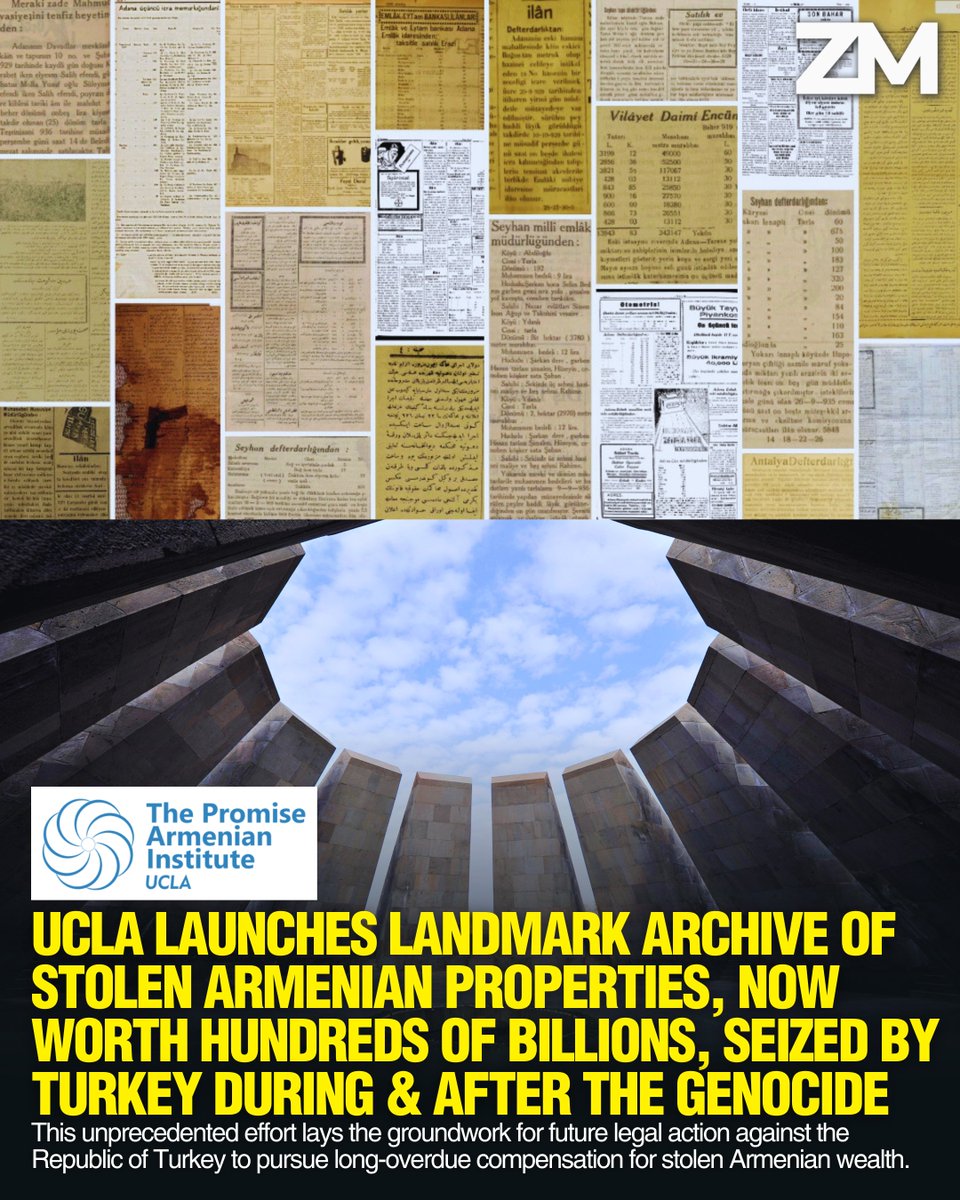 UCLA Launches Landmark Archive of Stolen Armenian Properties, Now Worth Hundreds of Billions, Seized by Turkey During &amp; After the Genocide 🇦🇲
➖➖➖
In a historic move for Armenian historical justice and legal restitution, UCLA’s Promise Armenian Institute has unveiled a public