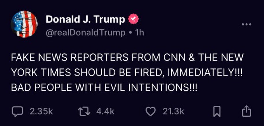 In a real democracy, a president doesn’t try to get journalists fired just for reporting the truth. That’s authoritarian.