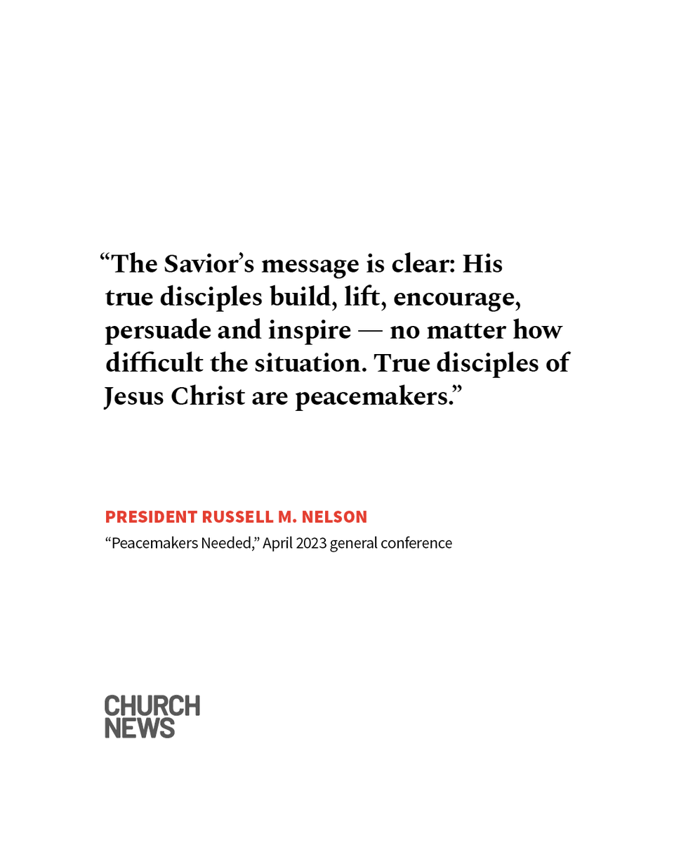 the_churchnews's tweet photo. 🔗: https://t.co/3wJsbj792K

President @NelsonRussellM, President of The Church of Jesus Christ of Latter-day Saints, said in the April 2025 general conference: “The present hostility in public dialogue and on social media is alarming. Hateful words are deadly weapons. Contention prevents the Holy Ghost from being our constant companion.”

Church News has compiled more than 130 quotes from Church leaders, each living Apostle, all 17 Presidents of the Church from the Prophet Joseph Smith to President Nelson, and scriptures from the standard works.

Read more at https://t.co/B1pkIb5smK, found at the link above.