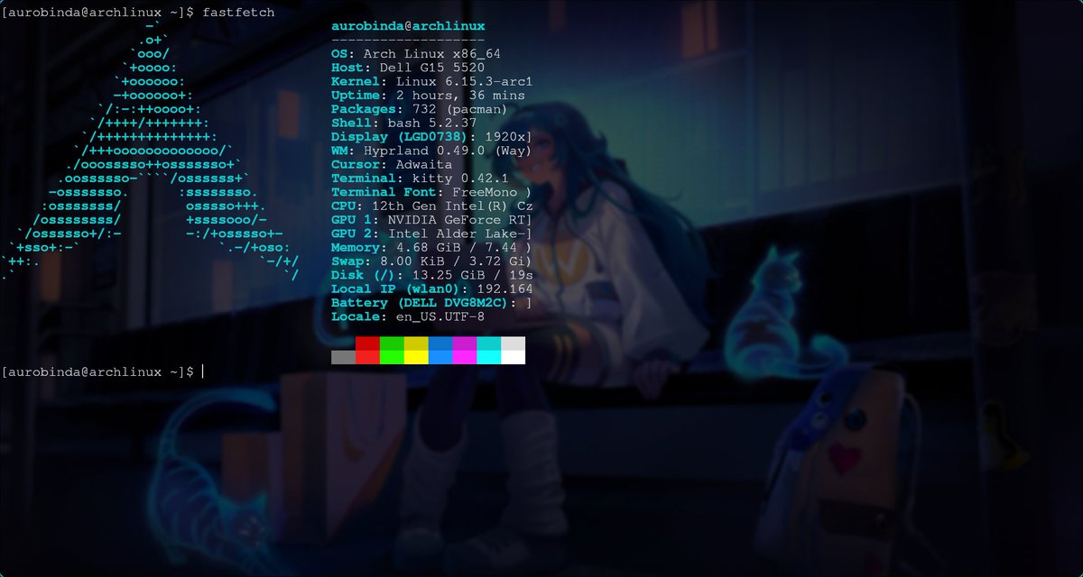notPlayer420's tweet image. current archlinux hyprland layout (just copied someones code on yt and modified a little) #archlinux #hyprlan