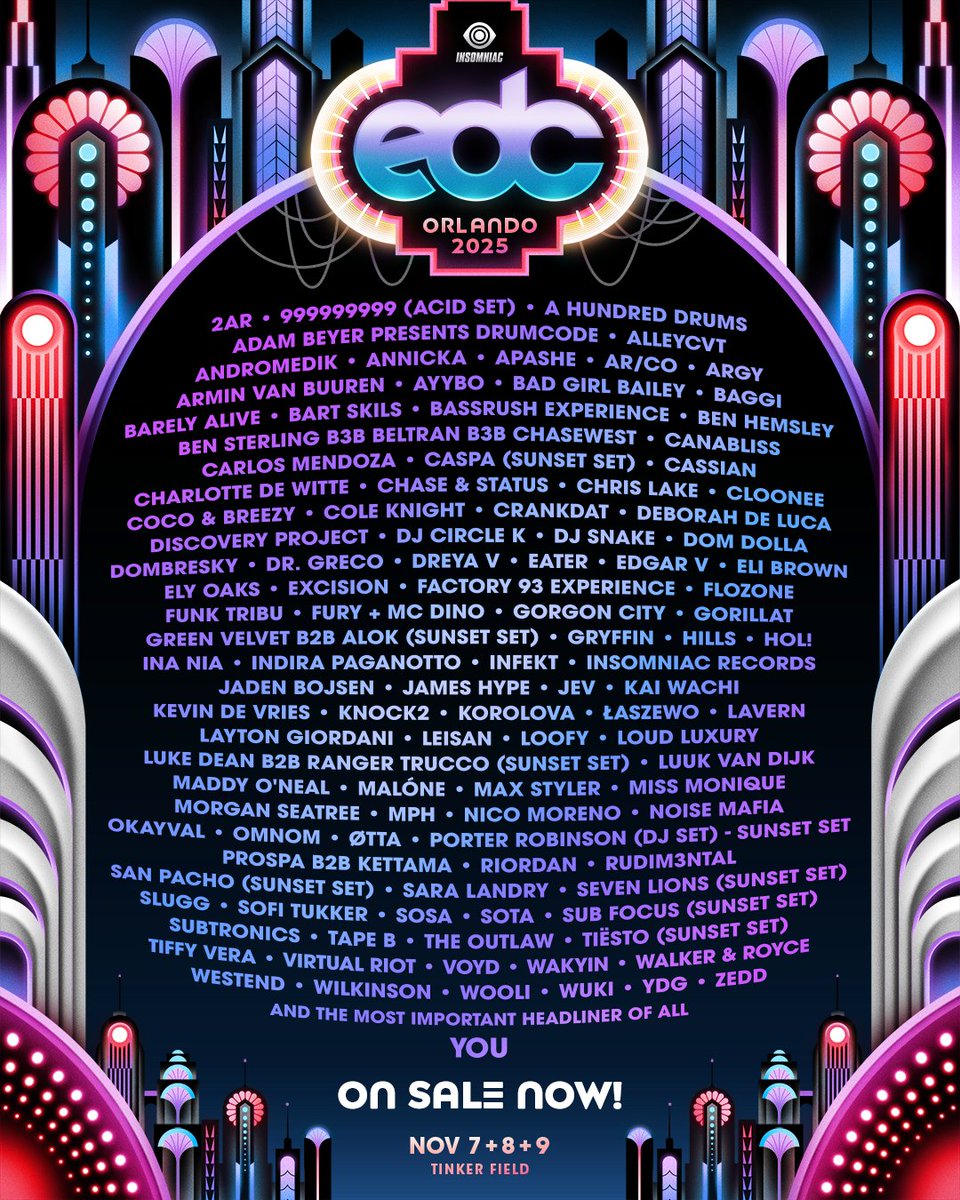 Discover endless magic.🪄 #EDCOrlando 2025 Passes are ON SALE NOW for just a $10 deposit! 🌴 → insom.co/EDCOrlando 🌼

We're counting down the days until the gates to #kineticMETROPOLIS open this Nov. 7+8+9 in Orlando. Let’s make more magic. 💫
