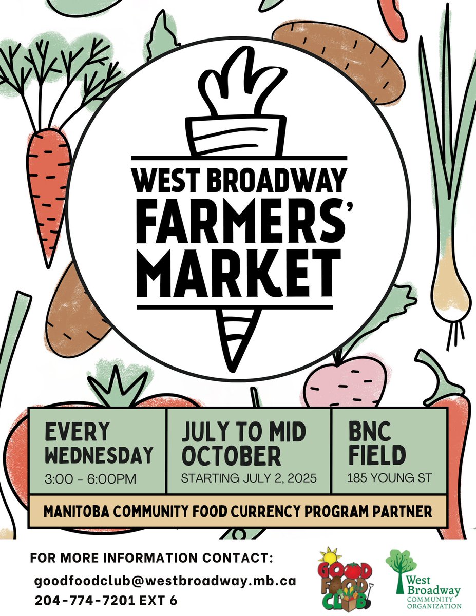 West Broadway Farmers’ Market’s season is all set to start Wed, July 2nd. We have tons of fun events, special guests, and workshops planned to take place at the market throughout the season. Stay tuned for more info coming soon!