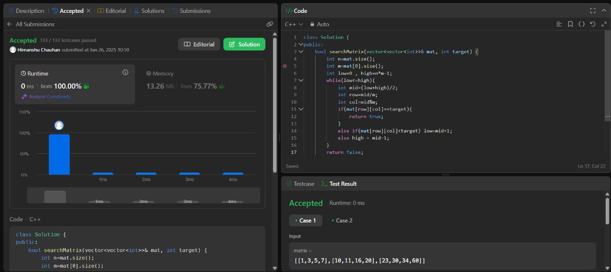 honneyrajput__'s tweet photo. Day 7 of My DSA Journey
1 week down โ
and the consistency is paying off!
Solved more problems on LeetCode and improving my problem-solving mindset ๐ง ๐ป
Excited to see where this journey takes me!
#Day7 #DSA #100DaysOfCode #LeetCode #CodingJourney #OneWeekStrong #potd https://t.co/UIdoBQvFqb