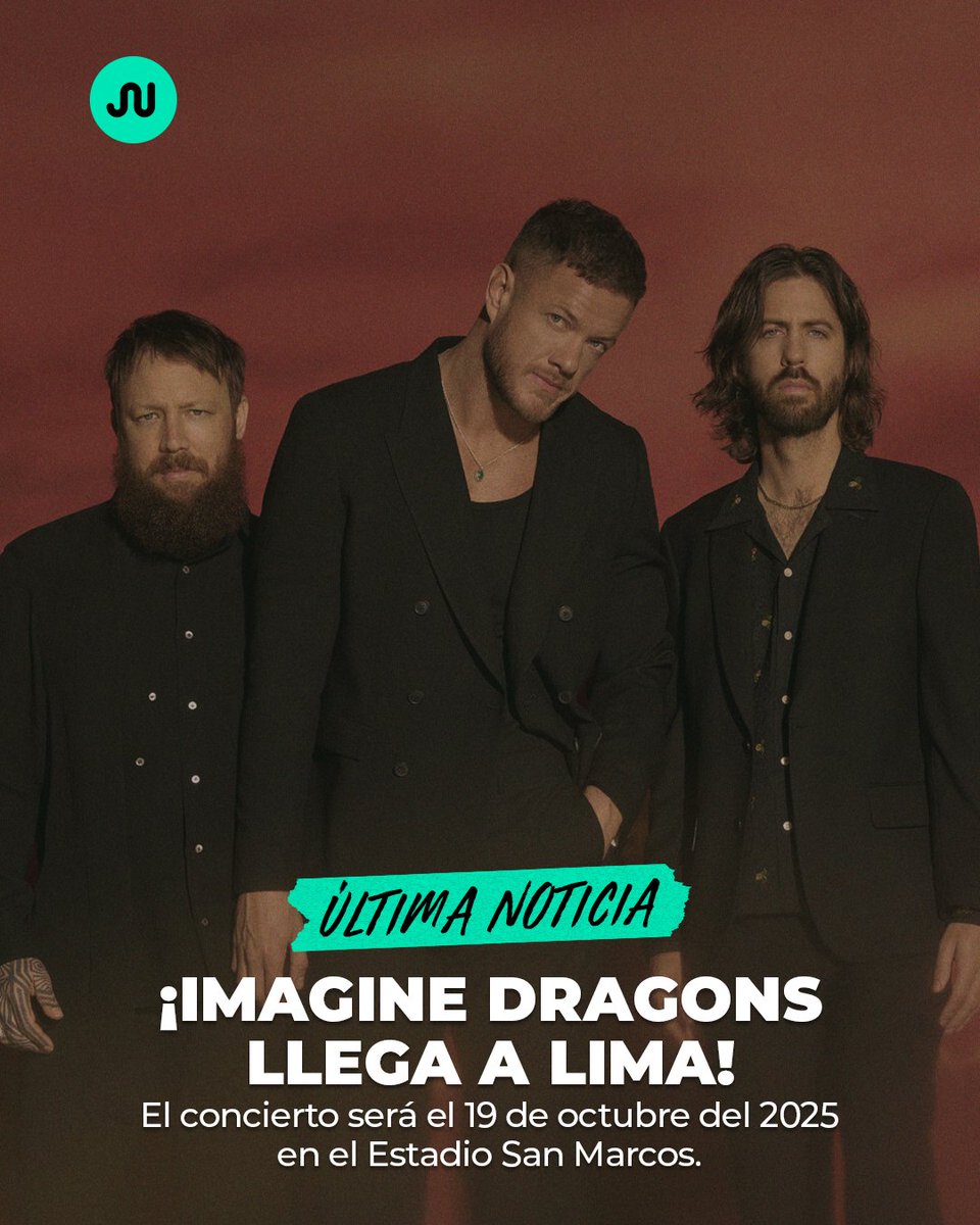 joinnus's tweet photo. ¡Imagine Dragons llega a Lima!😎🔥🥁
La banda de rock, originaria de Las Vegas, llega a Perú con su LOOM World Tour: Latin America.
👉 El concierto será el 19 de octubre del 2025 y tendrá lugar en el Estadio San Marcos.
Entérate de más novedades musicales en el #BlogJoinnus 🎶 https://t.co/nWlp1VLT2q