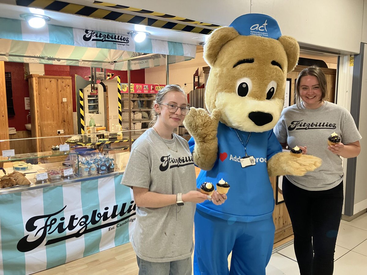 ACTcharity's tweet image. 🎉 Exciting news!  @fitzbillies tea shop has been popping up @CUH_NHS this week to celebrate 30 years of support! 🧁🍰 Staff &amp;amp; patients loved the treats, and even Brooke Bear spread joy! Don't miss out tomorrow —deliciousness awaits! 💙 #Fitzbillies #ACT30 #SweetCelebration