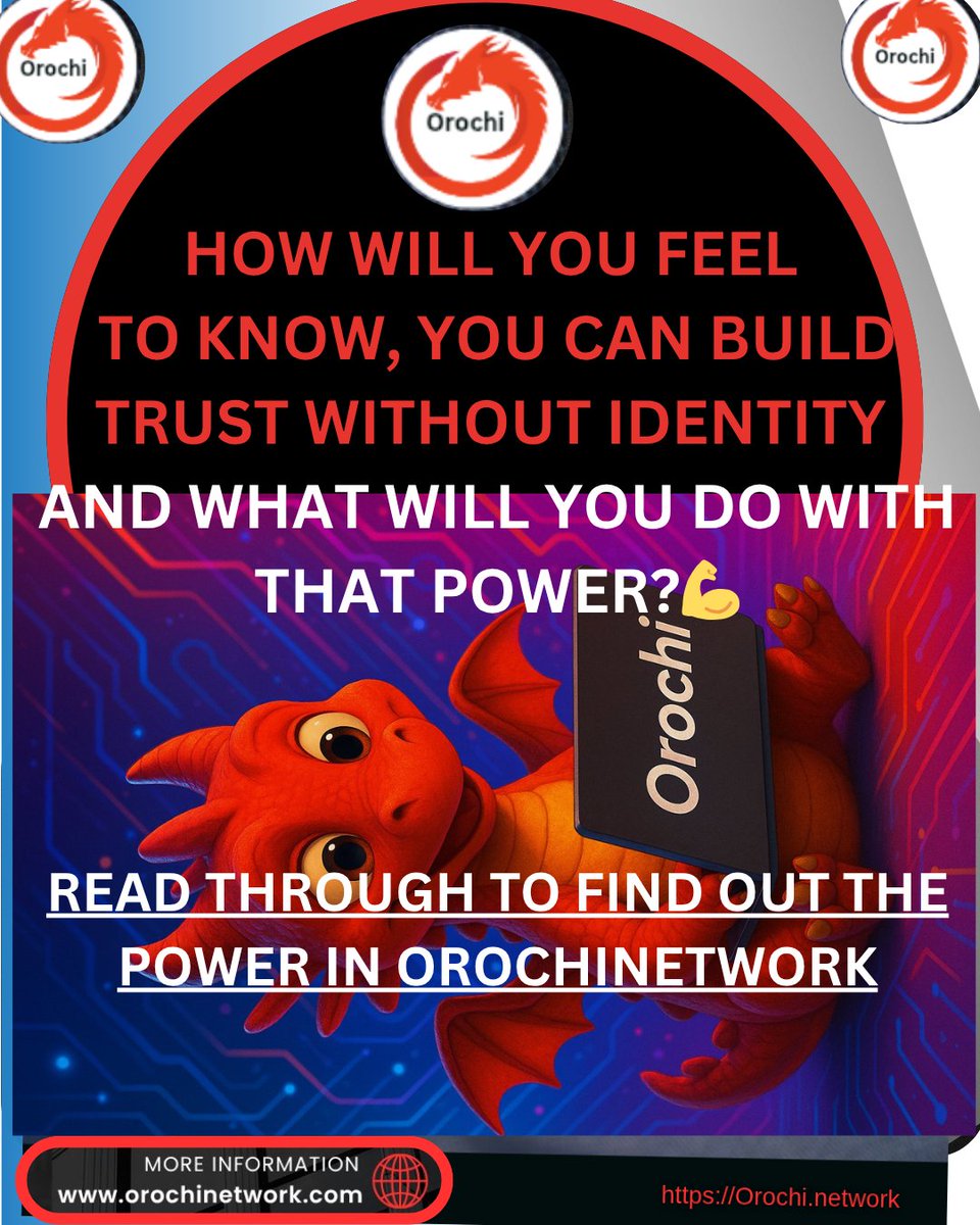princewill_okon's tweet image. @OrochiNetwork 
Orochi: Building Trust Without Identity

The Invisible Reputation Layer for Web3
#zkReputation #OrochiNetwork #ZKInfra #Web3Trust #PrivacyTech