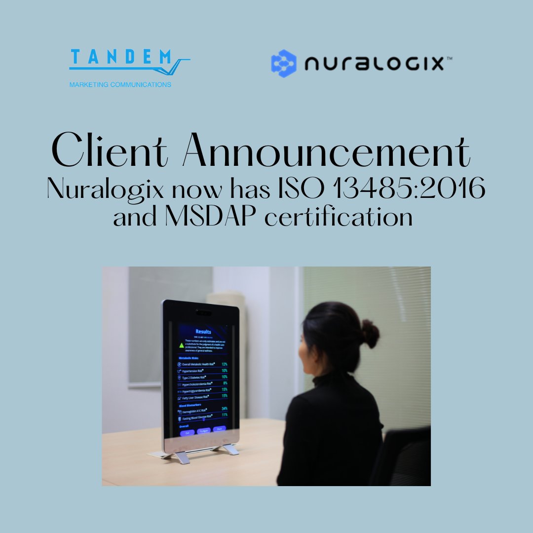 Big news from our client @NuraLogix!

The pioneers of contactless health monitoring have officially achieved ISO 13485:2016 and MSDAP certification — a major milestone validating the safety, quality, and innovation behind its medical-grade SaMD (Software as a Medical Device).