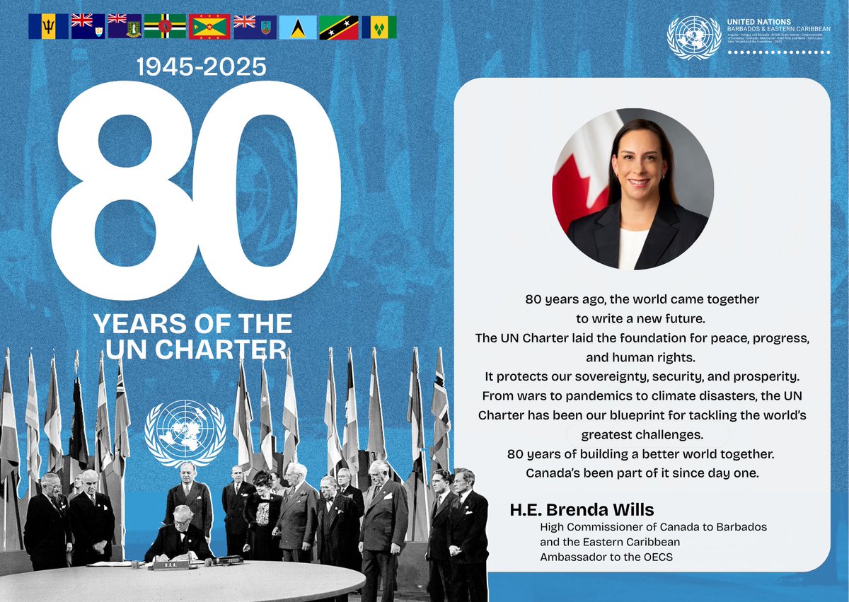 Canada in Barbados and the OECS (@canhcbarbados) on Twitter photo 80 years ago, the world came together to write a new future. Canada’s been part of it since day one.
#UNCharterDay #UnitedNations #UN80 #CanadaCaribbean
<a href="/UNBdosandOECS/">UN Barbados and the Eastern Caribbean</a> 80 years ago, the world came together to write a new future. Canada’s been part of it since day one.
#UNCharterDay #UnitedNations #UN80 #CanadaCaribbean
<a href="/UNBdosandOECS/">UN Barbados and the Eastern Caribbean</a>