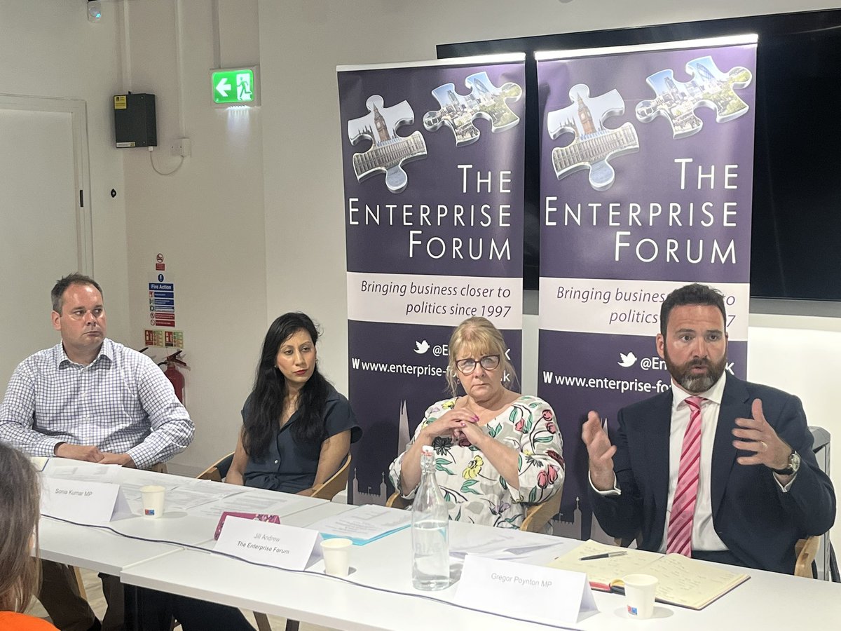EntForumUK's tweet image. This afternoon we were delighted to welcome our Rising Stars @SoniaKumarMP and @gregorpoynton to our discussion with @EntForumUK members on Growth and Business. Thank you to @airlines_UK for kindly partnering on the event.