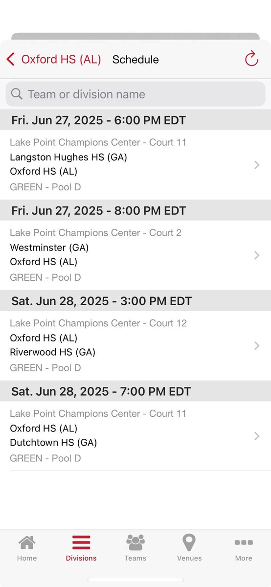 Georgia live period schedule this weekend