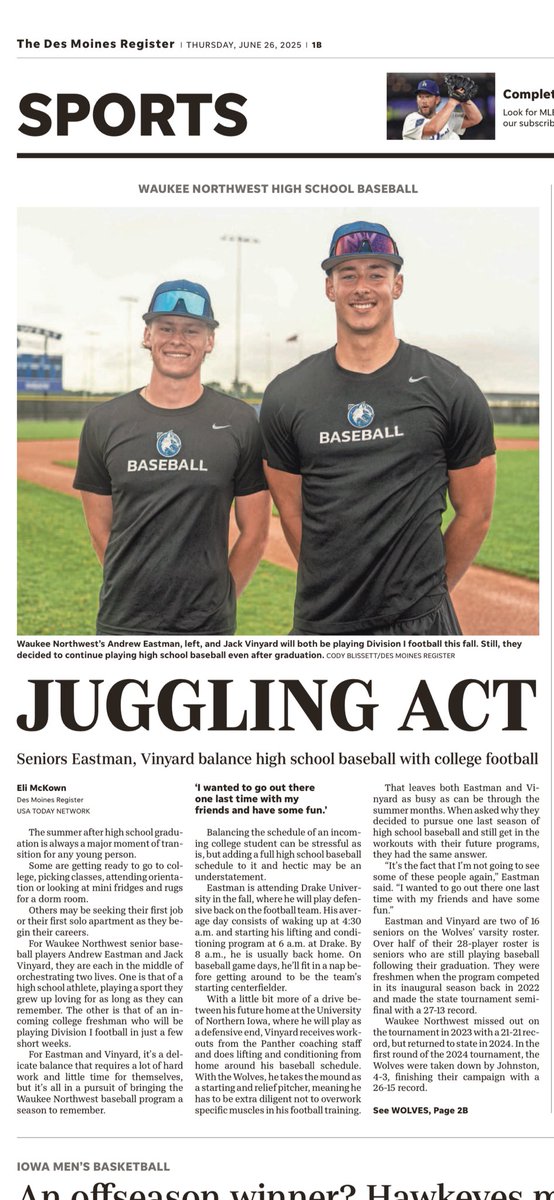 Great article on multi-sport athletes at NW!!!